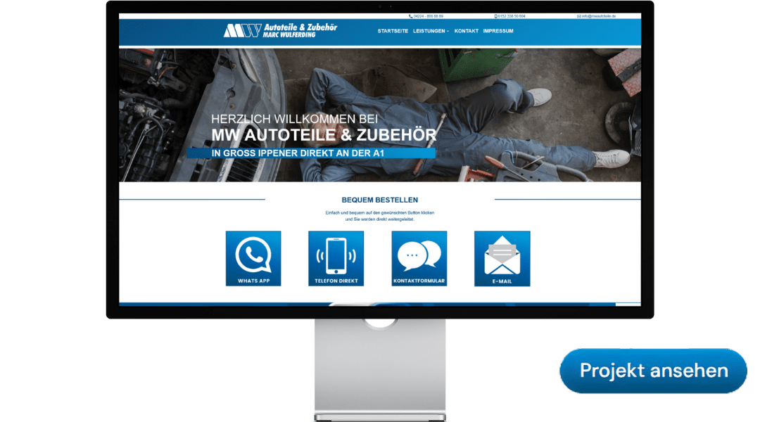 Media-Nord Mockup MW Autoteile Gross Ippener - KI Lösungen Modernes Webdesign für Küchen Duchan in Delmenhorst, erstellt von Media-Nord aus Stuhr bei Bremen.