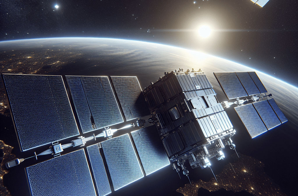 Futuristische Satelliten mit KI-Lösungen im Orbit über der Erde – digitale Innovation aus Bremen und Umgebung.