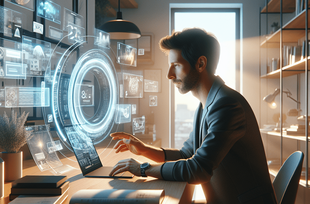 Modernes Home-Office mit KI-Automatisation, Webseite und SEO-Optimierung, Tageslicht, Delmenhorst Umgebung