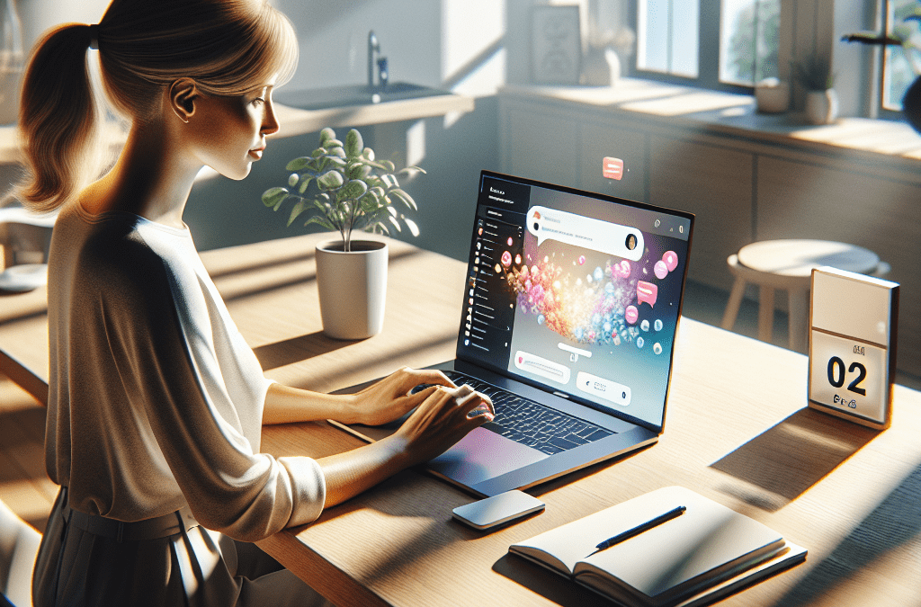 Moderne Homeoffice-Szene in Bremen: Frau nutzt KI-Lösung am Laptop für effiziente Arbeitsprozesse.