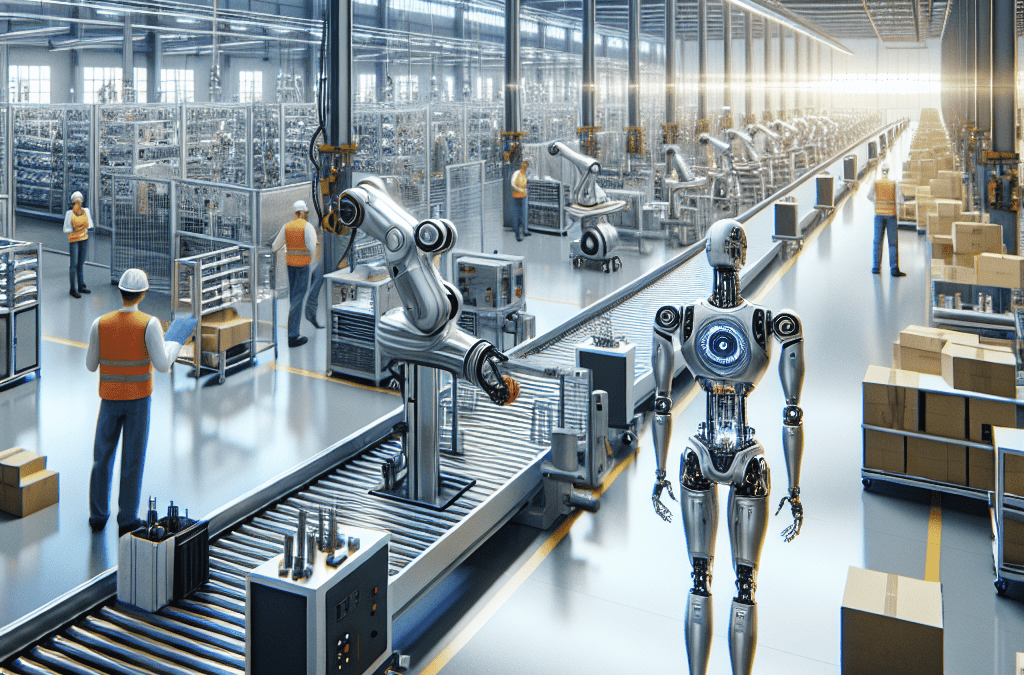 Moderne KI-Automatisation in Industriehalle bei Bremen – humanoide Roboter optimieren Produktion und Logistik