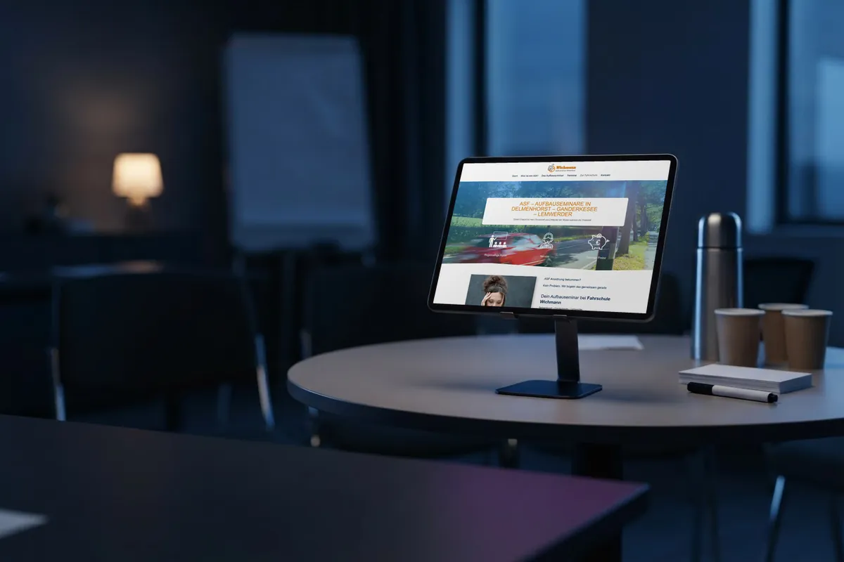 Webseite für Aufbauseminare: tablet mit der Website von ASF Aufbauseminare.