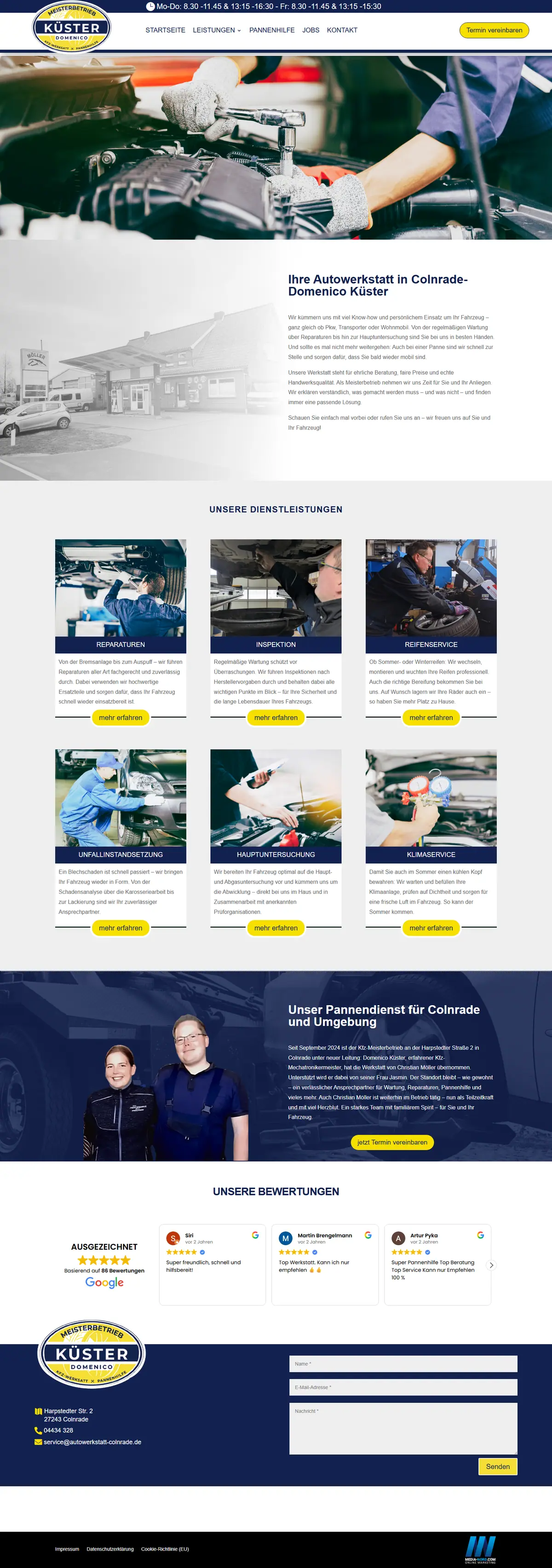 Webseite für Kfz-Werkstätten: Startseite von Autowerkstatt Domenico Küster, Kfz-Werkstatt in Colnrade