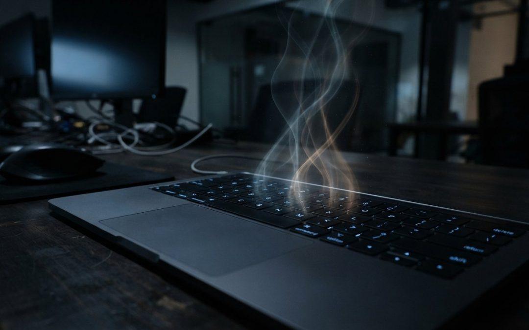 Laptop-Tastatur, auf der durch KI Klicks und Eingaben am Arbeitsplatz protokolliert werden