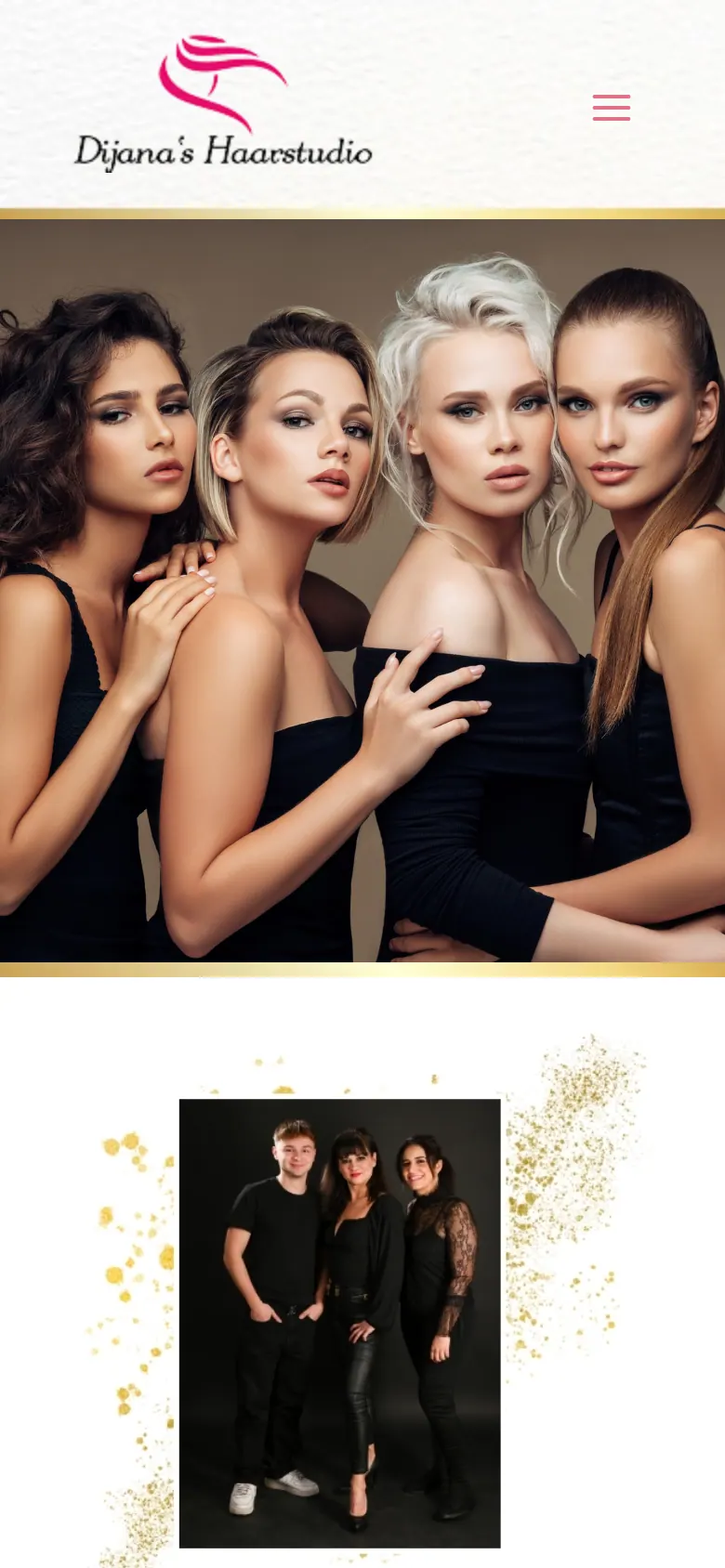Webseite für Friseursalons am Handy: Dijana's Haarstudio, Weyhe Webseite für Friseursalons am Handy: die Website von Dijana's Haarstudio aus Weyhe in der mobilen Ansicht