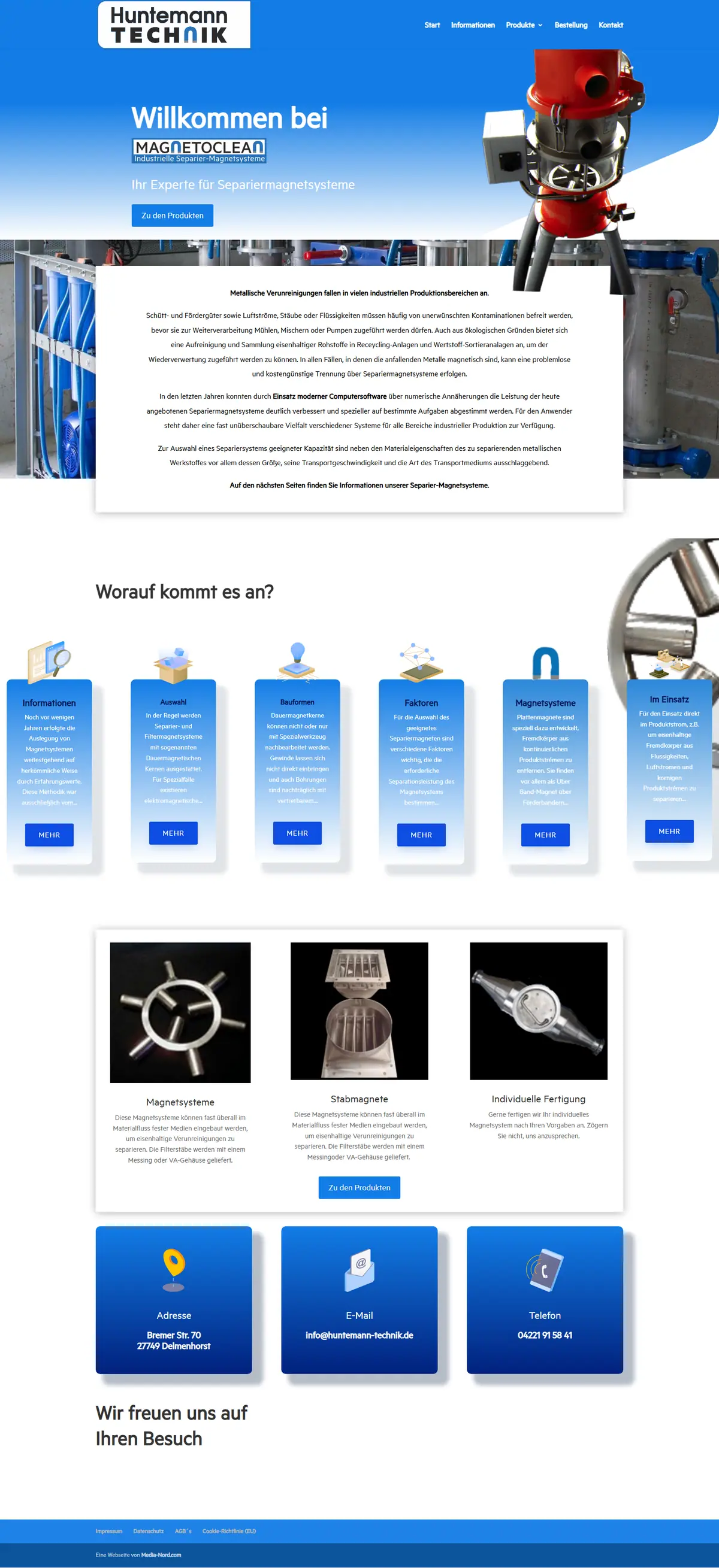 Webseite für Industrietechnik: Startseite von Huntemann Technik GmbH, Industrietechnik in Delmenhorst
