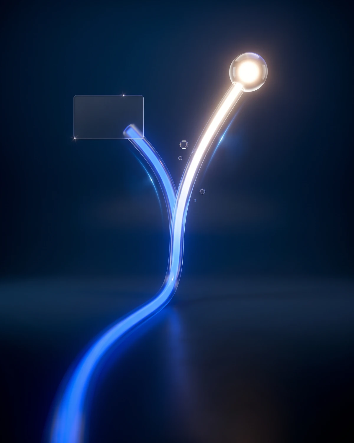 Eine Lichtspur teilt sich, ein Weg endet ruhig, der andere leuchtet weiter: Dringendes wird durchgestellt.