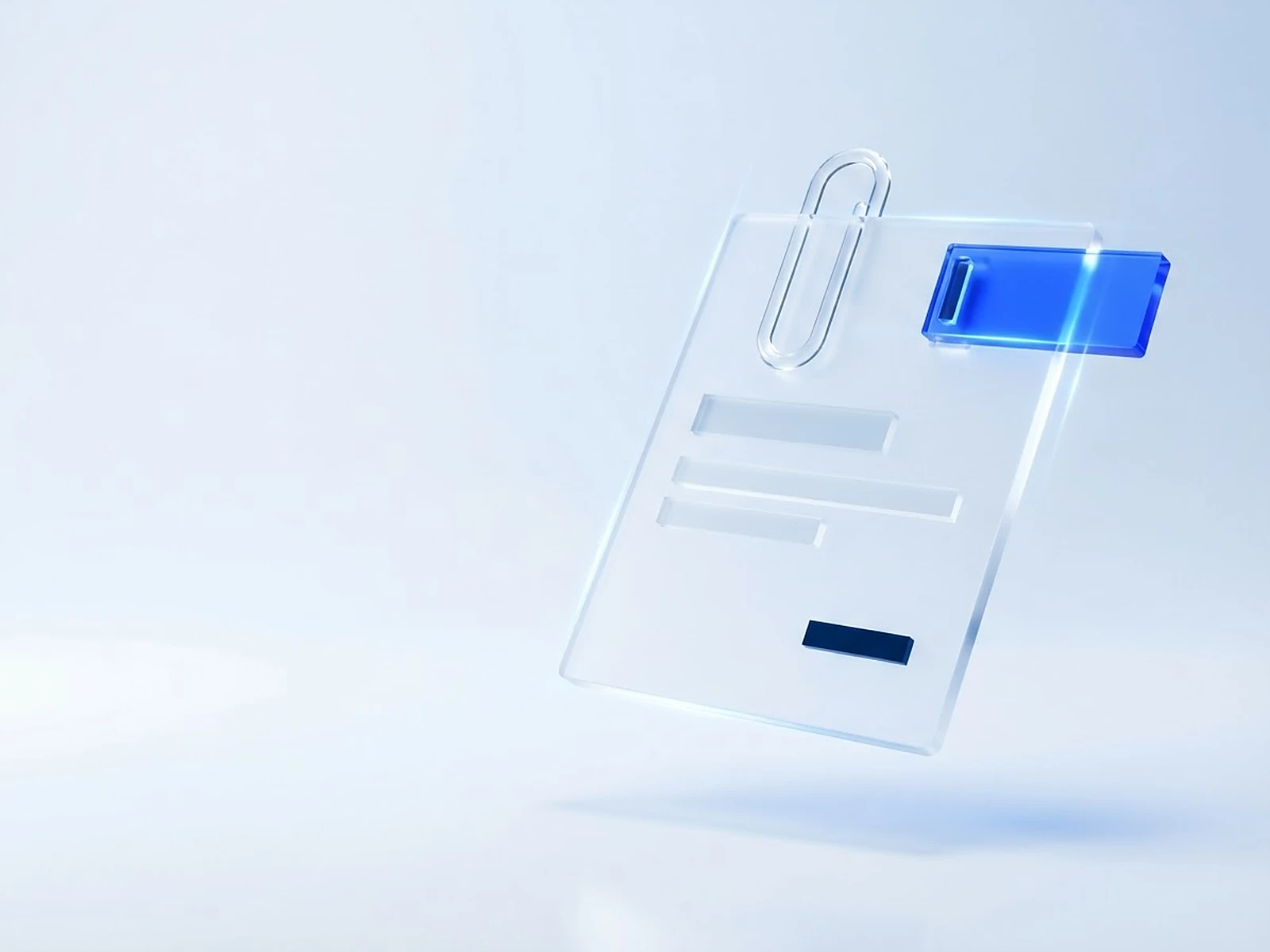 Glasblatt mit Büroklammer und einem blau leuchtenden Reiter: die Kündigungsfrist vor dem Vertragsende ist markiert.