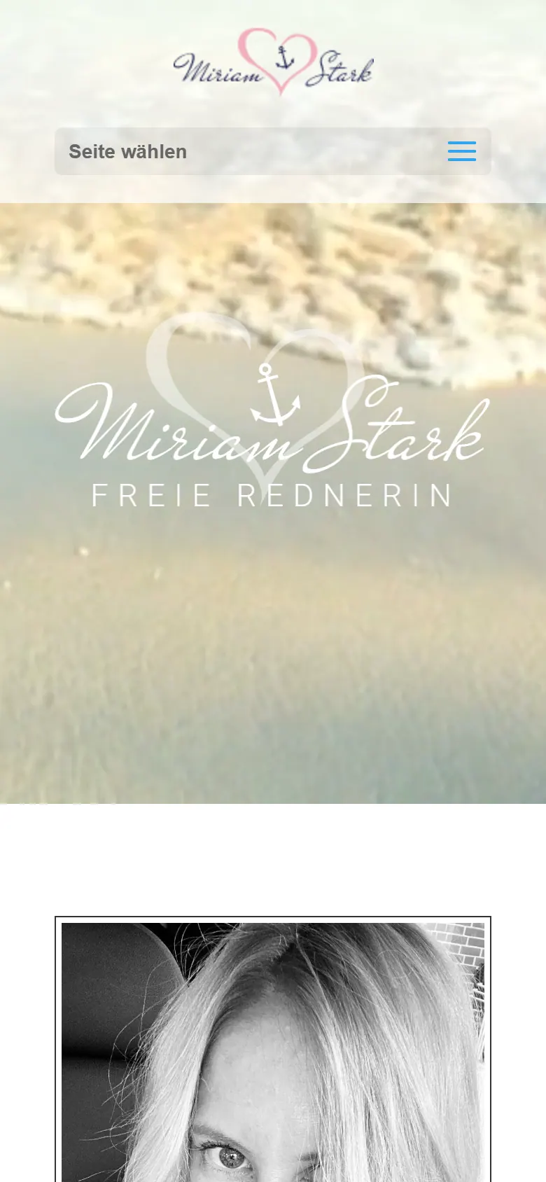 Webseite für freie Rednerinnen am Handy: Miriam Stark – Freie Rednerin, Weyhe Webseite für freie Rednerinnen am Handy: die Website von Miriam Stark – Freie Rednerin aus Weyhe in der mobilen Ansicht