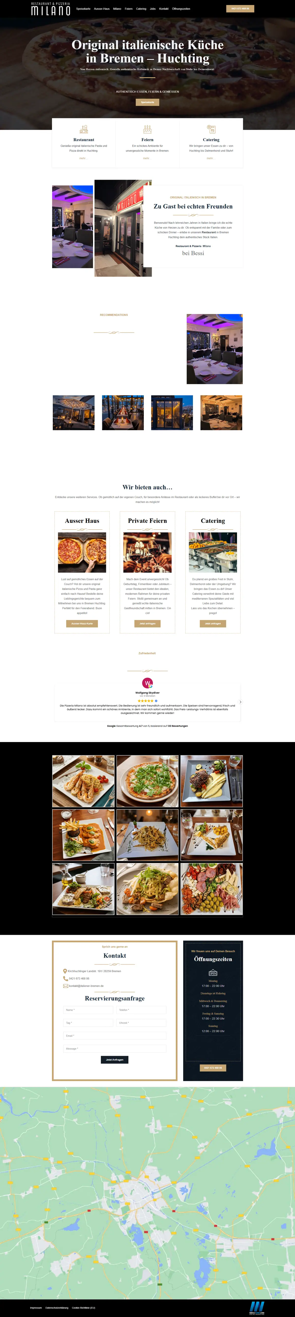 Webseite für italienische Restaurants: Startseite von Restaurant Milano, Italienisches Restaurant in Bremen