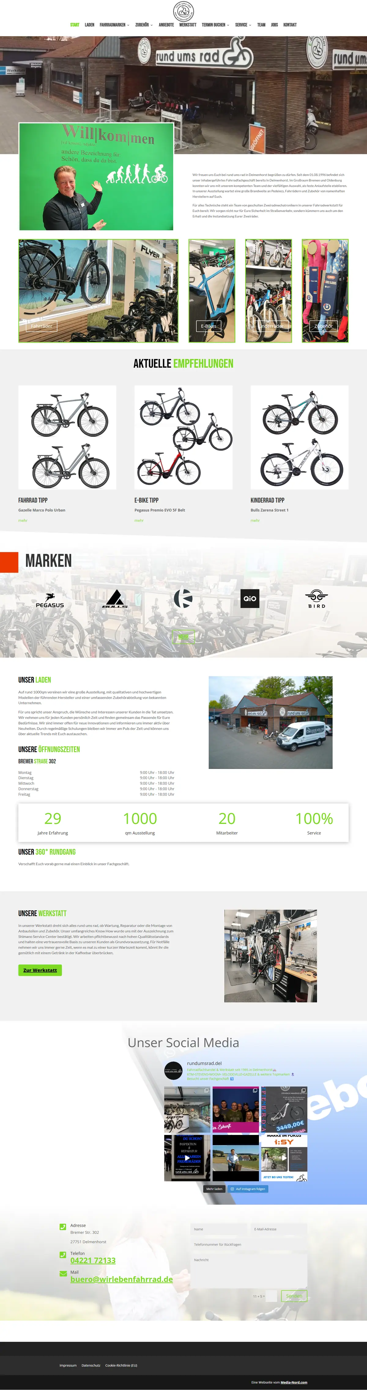 Webseite für Fahrradläden in Delmenhorst: Rund ums Rad Webseite für Fahrradläden: Startseite von Rund ums Rad, Fahrradladen in Delmenhorst, gebaut von Media-Nord.com