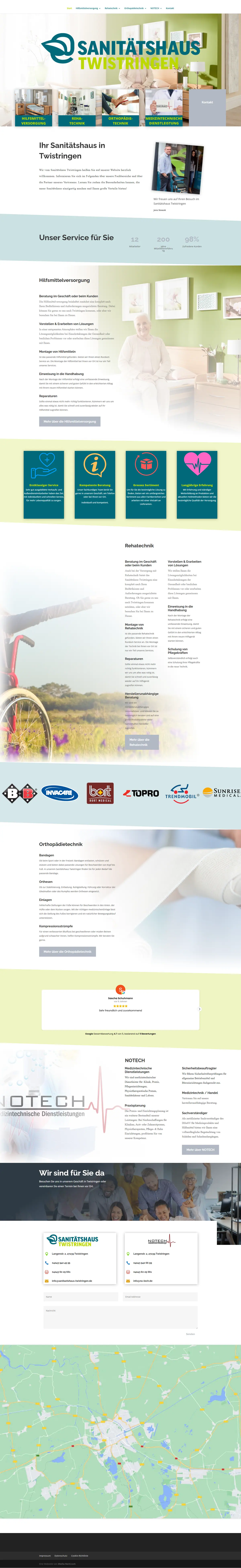 Webseite für Orthopädietechnik: Startseite von Sanitätshaus Twistringen, Sanitätshaus in Twistringen