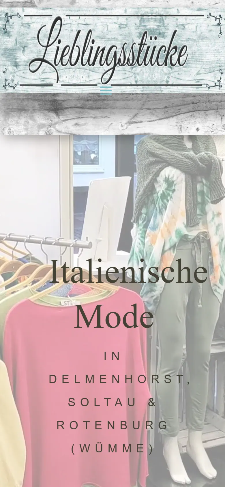 Webseite für Modegeschäfte am Handy: die Website von Lieblingsstücke aus Delmenhorst in der mobilen Ansicht