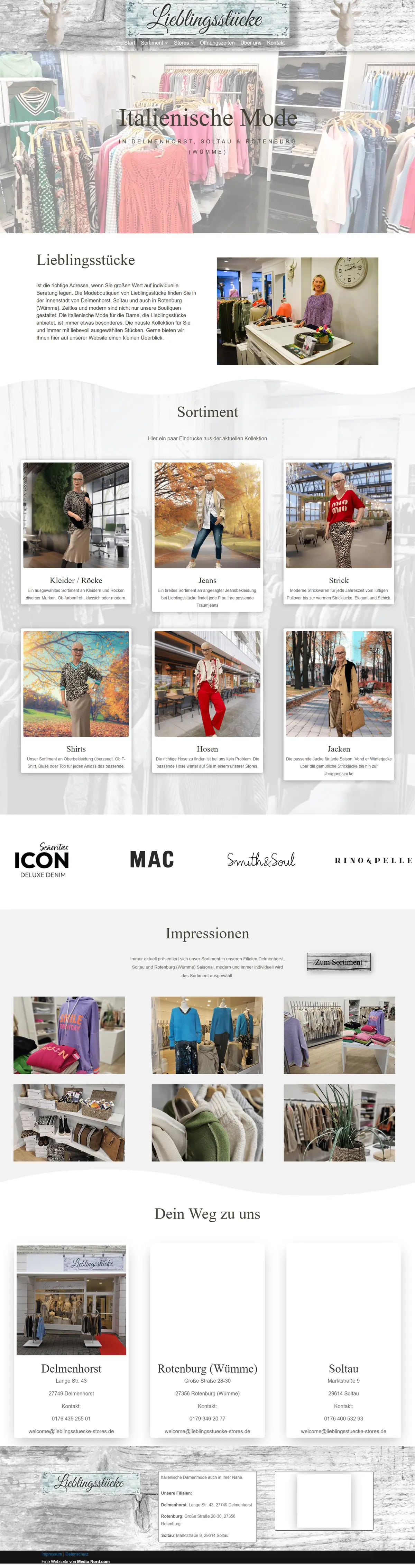 Webseite für Modegeschäfte: Startseite von Lieblingsstücke, Damenmode in Delmenhorst, gebaut von Media-Nord.com